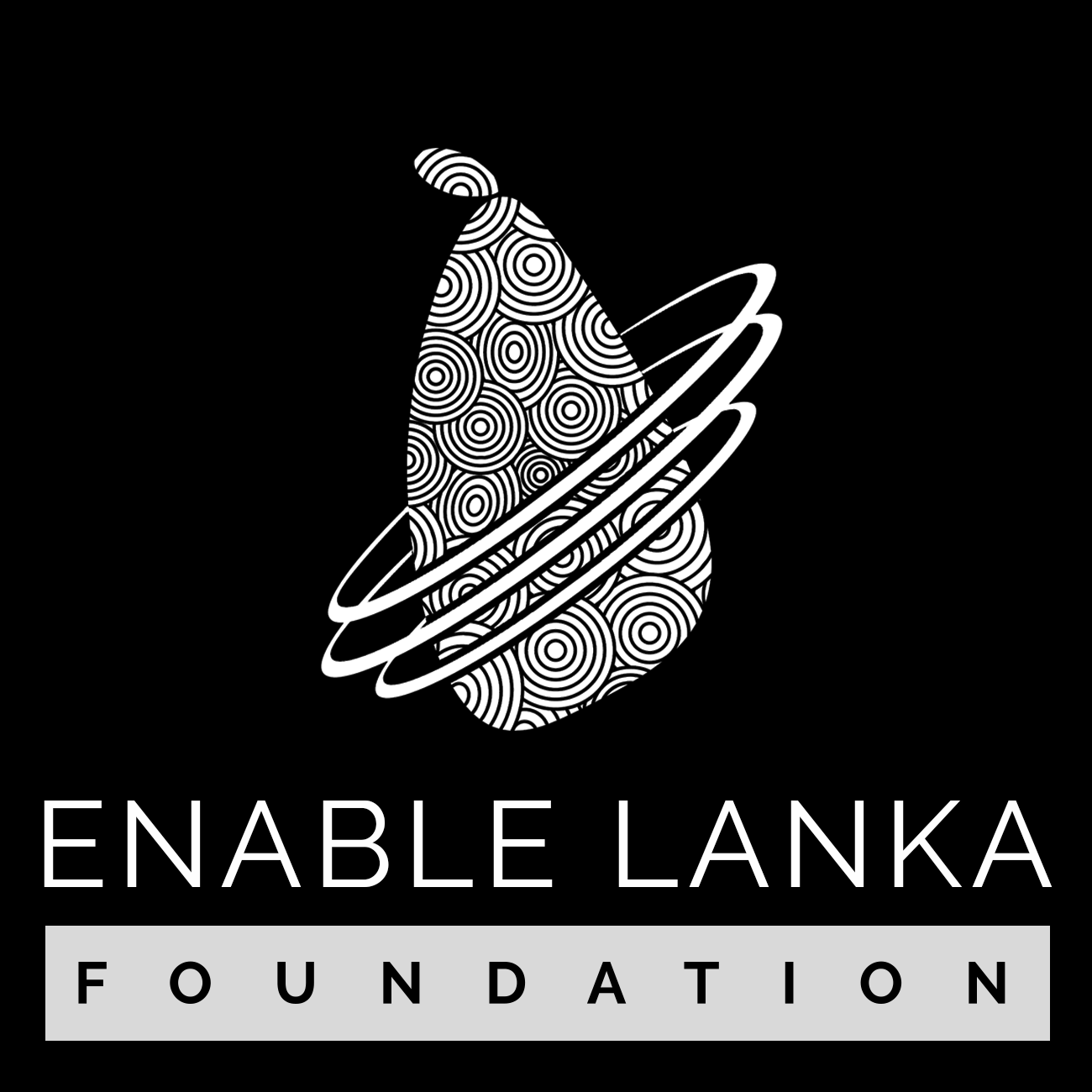 Logo of Enable Lanka shows the shape of Sri Lanka covers in small sets of concentric circles with three rings around the country. Below is the Text ‘Enable Lanka Foundation’